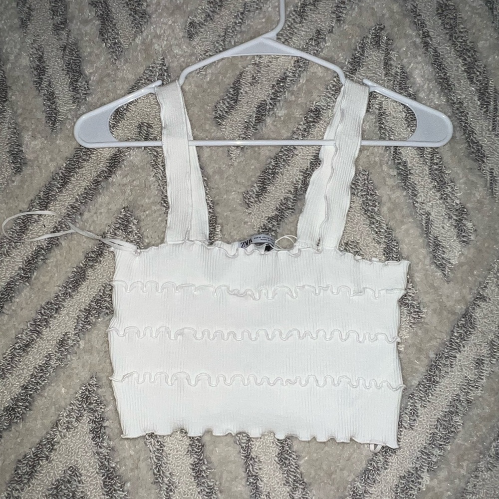White Zara Ruffle Tank